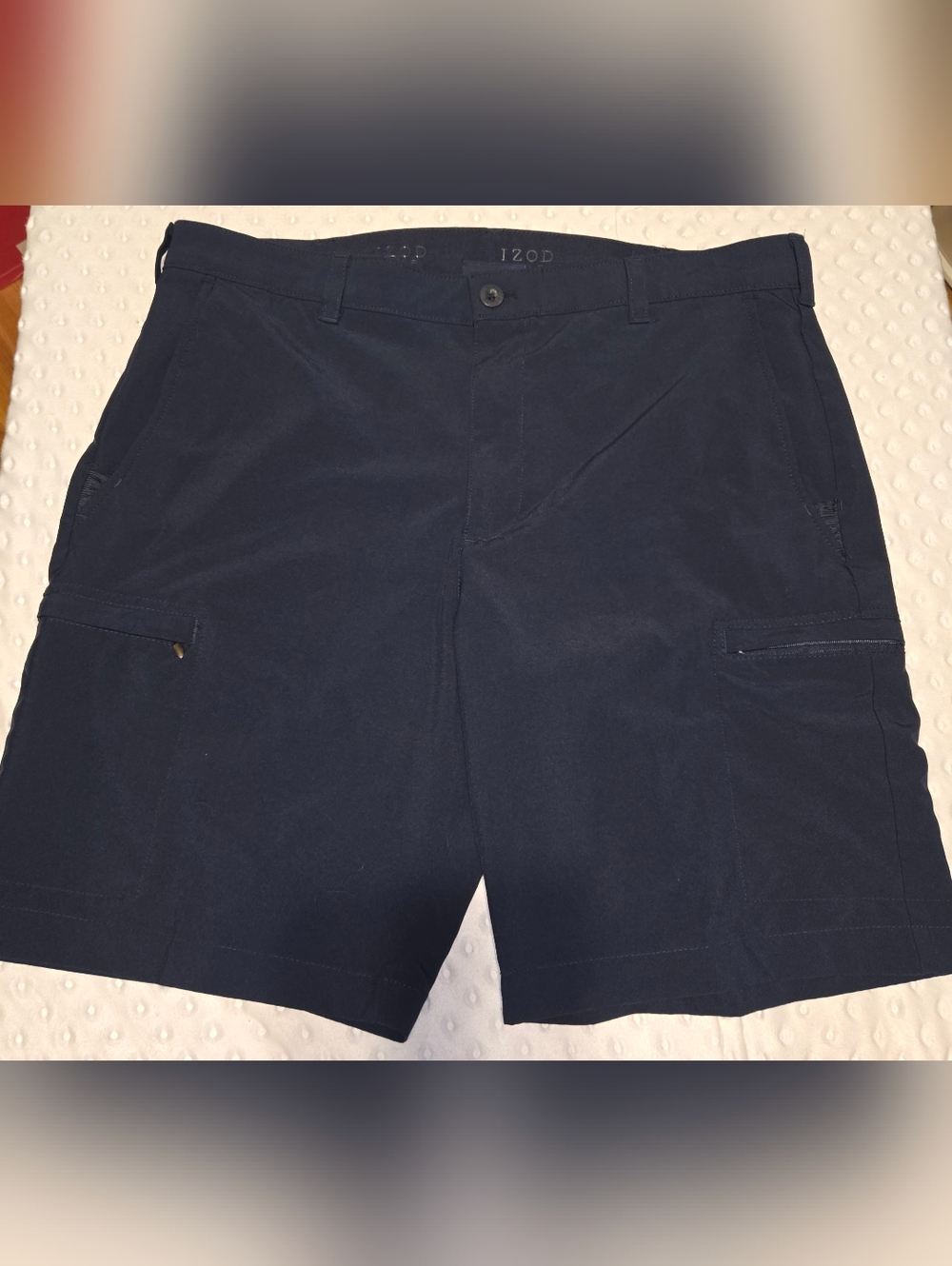 Mens Izod Flat Front Chino Golf Short 36 Navy Blue The Swingflex Short EUC